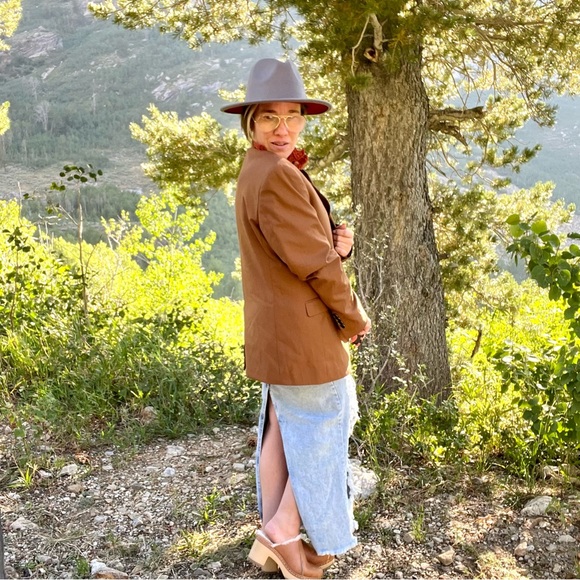 NWT Boxy Oversized Retro Linen Rayon Blend Blazer - Picture 3 of 11